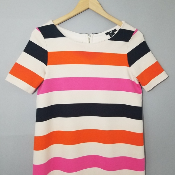 H&M Color Block Stripe Short Sleeve Shirt Dress S - Picture 2 of 7